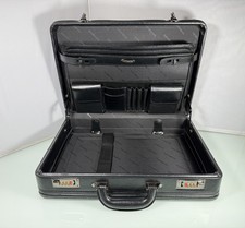 Samsonite Black Leather Hard Shell Briefcase For 17.3” Laptop w/Combination Lock picture