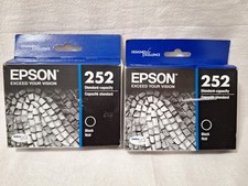 Genuine Epson 252 Black Ink Cartridge Standard Qty 2 Packs of 2ea Sealed 01/25 picture