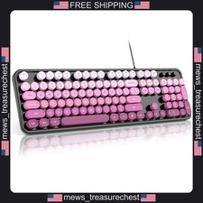 Wired Retro Typewriter Keyboard Full Size for Desktop, Multiple Colors picture