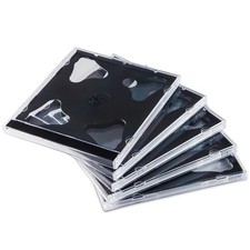 10 PCS 10.4 mm Standard Double Clear CD Jewel Case Black Tray 2 Disc Storage picture