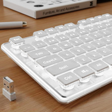 EWEADN X7S Wireless Keyboard with White Keycaps, 2.4G Rechargeable Computer Keyb picture