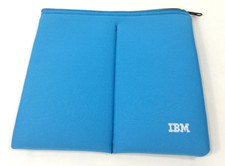 IBM Blue Zippered Pouch 2 Compartments Soft Memory Foam | Vintage picture