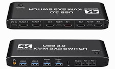 4K Ultra HD 2x2 KVM Switch Box HDMI USB 3.0 USB-C Hotkey IR Remote picture