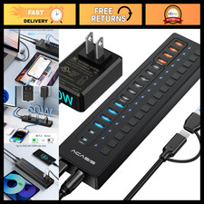 16-Port Powered USB 3.0 Hub with 2 USB-C & 4 Smart Charging Ports, 60W Adapter, picture
