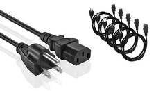 5 PCS Universal AC Power Cable 3 Prong PC Cord C13 To 515P 18awg 10A 3Feet picture