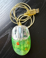 Macally IOptiJr. Wired USB Optical Mouse 3-Button Scroll Wheel Green Clear picture