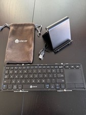 iClever Folding Bluetooth Keyboard w/ Touchpad + Phone Stand, bag, charger picture