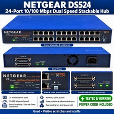 NETGEAR DS524 24-Port 10/100Mbps Stackable Ethernet Hub Tested w/ Power Cord picture