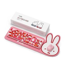 Miffy 104-Key Wireless Keyboard & Mouse Combo with Large Pink Desk Pad - picture