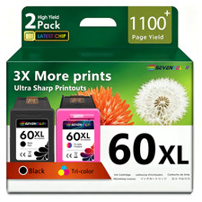 60XL High Yield Ink Cartridges Combo Pack | (2-Pack, 1 Black / 1 Tri-Color) picture