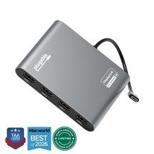 Plugable USB C to Quad HDMI 4K Adapter with 100W PD Pass-Though Power Delivery picture