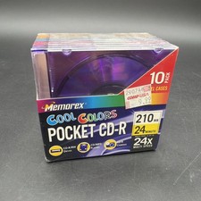Memorex Pocket CD-R Cool Colors 10 Pack Vintage Computer Discs BRAND NEW SEALED  picture