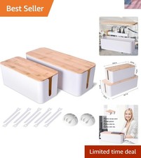 2 Pack Wooden Style Cable Management Box Set – Safe & Elegant Cord Organizer picture