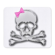 CafePress Chrome Skull With Bow 2 Mousepad  (376722204) picture