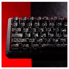 XVX Black Keycaps Forged CarbonLook Cherry Profile 119Key Keyboard Set MX picture