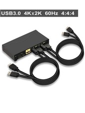 CKLau-4K@60Hz 2 Port KVM Switch HDMI Monitor Switch -with Audio All Input Cables picture