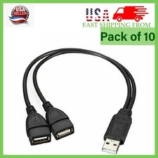 10 x USB 2.0 A Male To 2 Dual USB Female Jack Y Splitter Hub Cord Adapter Cable picture
