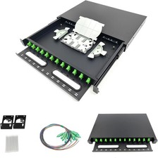 1 Pack 12 Singlemode 12 Port SC-APC Fiber Optic Rack Mount Enclosure Black  picture
