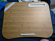 Bamboo Laptop Lap Desk + Geometric Zippered Sleeve w/ Handle Fits 15 in picture
