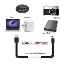 Cablecy FPV & Disk & Phone 13cm USB 2.0 Type-A Male to Mini 5Pin Flat Slim Cable picture