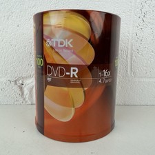 New TDK DVD-R 100 Pack Recordable Blank Disc Spindle 16X Speed 4.7 GB Data picture