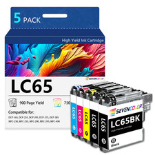 LC65 Ink Cartridges 5Pack, 2BK/C/M/Y | Compatible for MFC-490CW 495CW Printers picture