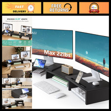 Extra Long Wooden Dual Monitor Stand Riser, 2 Slots, Holds Up to 22lbs, Desk Org picture