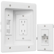Wall-Mounted TV Cord Hider Kit - In-Wall Cable Management, Dual Outlet Box, Dryw picture