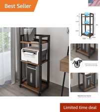 Rustic 3-Tier Movable Storage Rack for Printer, Shredder, and Office Supplies picture
