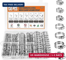 Hose Clamp Assortment Kit 130 PCS, 304 Stainless Steel Hose Clamps 1/4''-1-1/2'' picture
