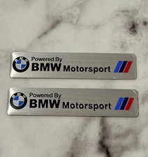 2 Pcs Decorative 3D Aluminum Emblem Sticker for BMW, Powered by  Motorsport picture