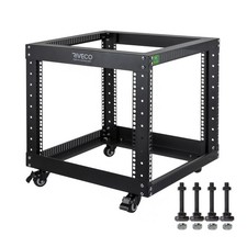 RIVECO 9U Open Frame Server Rack with Casters- Heavy Duty 4 Post Quick Assembly picture
