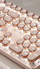 Azio Retro Classic Bluetooth Wireless Keyboard Posh White Rose Gold&Leather NIB picture