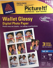 Avery Microsoft Picture It Wallet Glossy Express Software Photo Paper 108 Prints picture