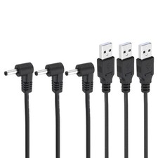 USB 2.0 A Type to DC 3.5x1.35mm 90 Degree Angle Barrel Power Cable 3pcs Black picture