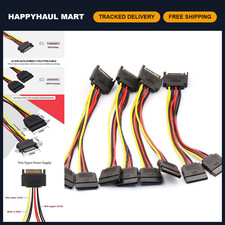 4PCS 8In SATA 15Pin Male to Dual Female Power Splitter Cables for PC Hardware picture