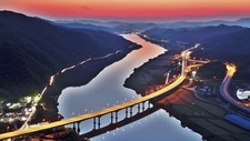 Landscape south korea river light trails bridge hills Custom Gaming Mat Desk picture