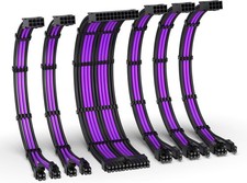 16AWG PSU Extension Kit, 300MM, 24-Pin/2xEPS/3xPCIe, Black Purple picture