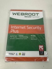 Webroot Internet Security Plus 3 Devices 1 Year Subscription New Sealed picture