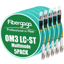 5 PCS OM3 LC To ST Multimode Fiber Patch Cable Duplex 2M 7ft Network Optic picture