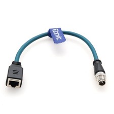 Industrial M12 8Pin Male XCode To RJ45 Female Cat6 Gigabit Cable Blue 30cm picture