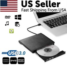 CD DVD RW External Drive USB 3.0 Writer Burner Player Black For Apple & PC picture