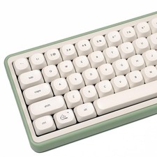 MOA Profile Cute Cat Keycaps 124 Keys Minimalist White PBT Keyboard Set picture