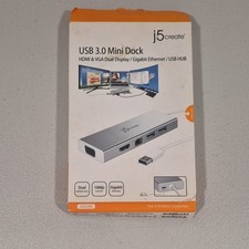 J5Create JCD381 USB-C Dual HDMI Mini Dock New Open box Ethernet USB 3.1 picture