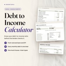 Debt to Income Calculator DTI Mortgage Qualification Spreadsheet Excel Sheets picture