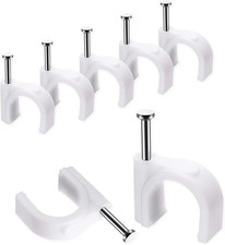 100 Pcs 10Mm Cable Clips with Steel Nails, Wire Management Organizer Coax White picture