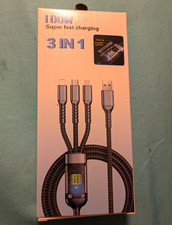 10 100W 3-in-1 Braided Fast Charge Data Cable USB-A to Lightning/USB-C/Micro picture