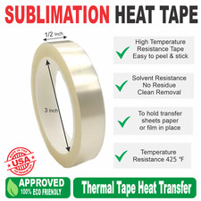 1 Roll Heat Tape Resistant Sublimation Thermal Tape Transfer 1/2 Inch X 108 Foot picture