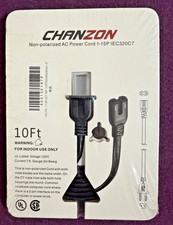 Chanzon Non-Polarized AC Power Cord 1-15p IEC320C7 10ft (Brand New) picture