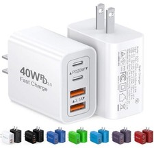 40W USB C Charger Cube, 2-Pack Wall Plug Fast Charging Block, 4 40W 2Pack White picture